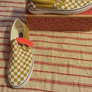 NWT!!! VANS Olive oil/White Checkerboard Slip-on Shoes Mens 12